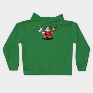 Santa, reindeer and a unicorn Kids Hoodie